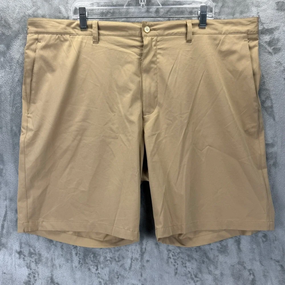 Polo Ralph Lauren Mens Performance Golf Shorts Tan Khaki Size 42 Flat Front Logo